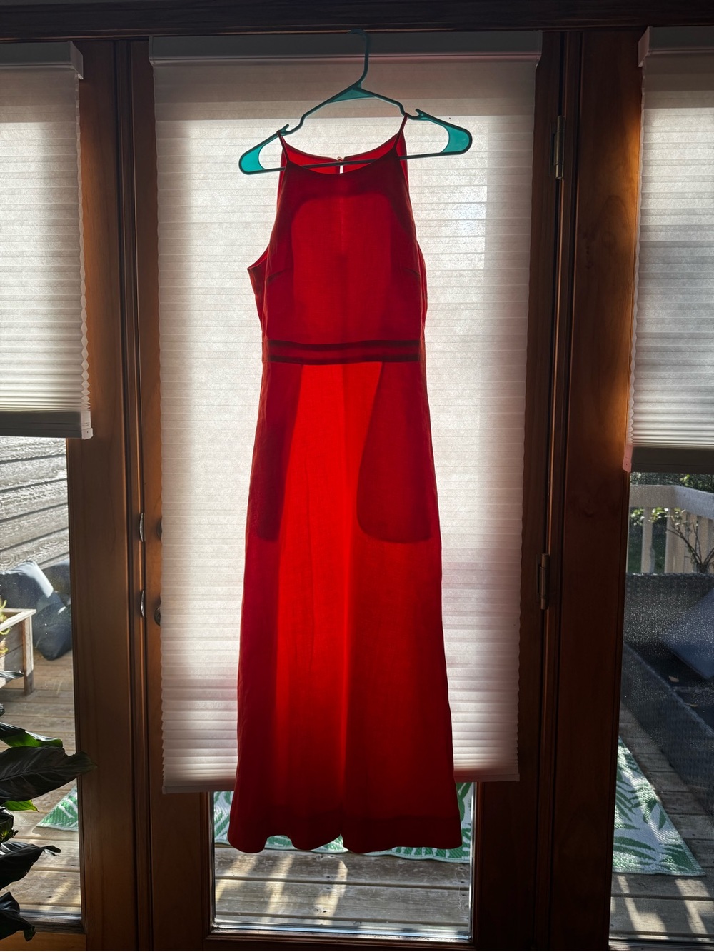 Boden Orange Halter Linen Maxi Dress